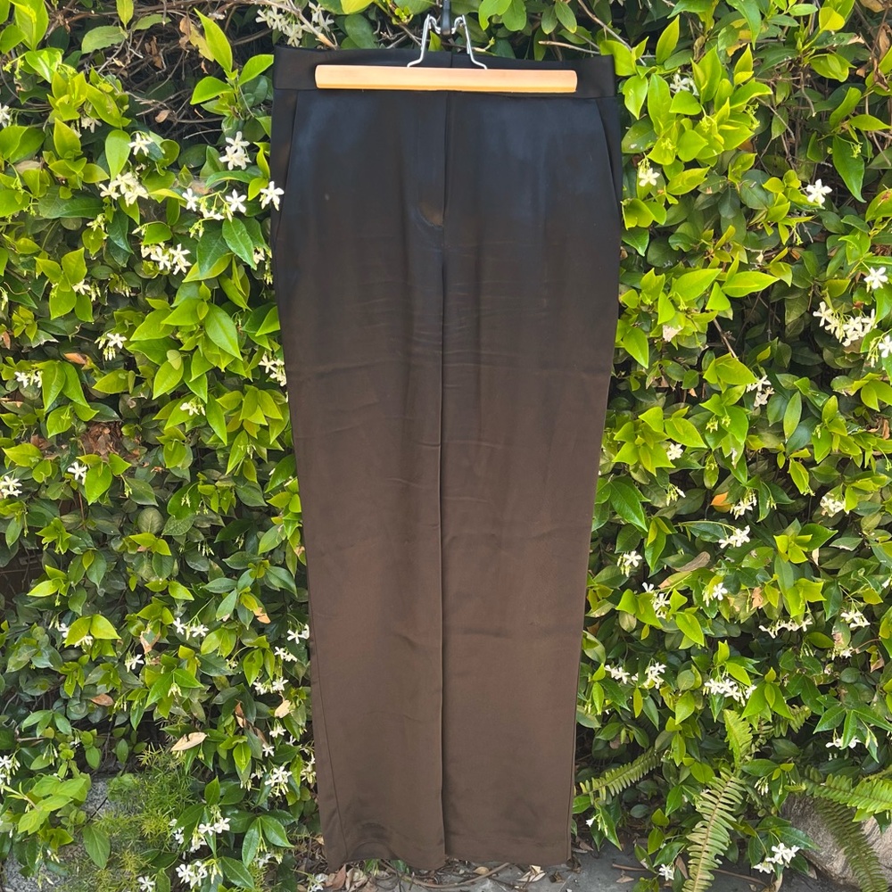 Aritzia Babaton Straight Leg Satin Trousers in Black - Picture 1 of 3